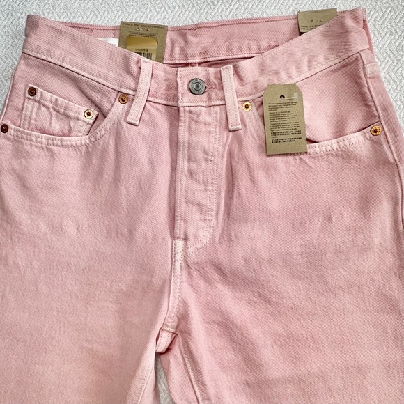 NWT Levi's 501 Original Fit High Rise Straight Jeans Pale Pink Women's W27 L30 - Picture 7 of 12